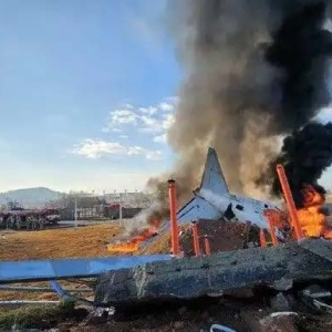 韓國(guó)客機(jī)初步完成滅火，正全力救援機(jī)尾處乘客